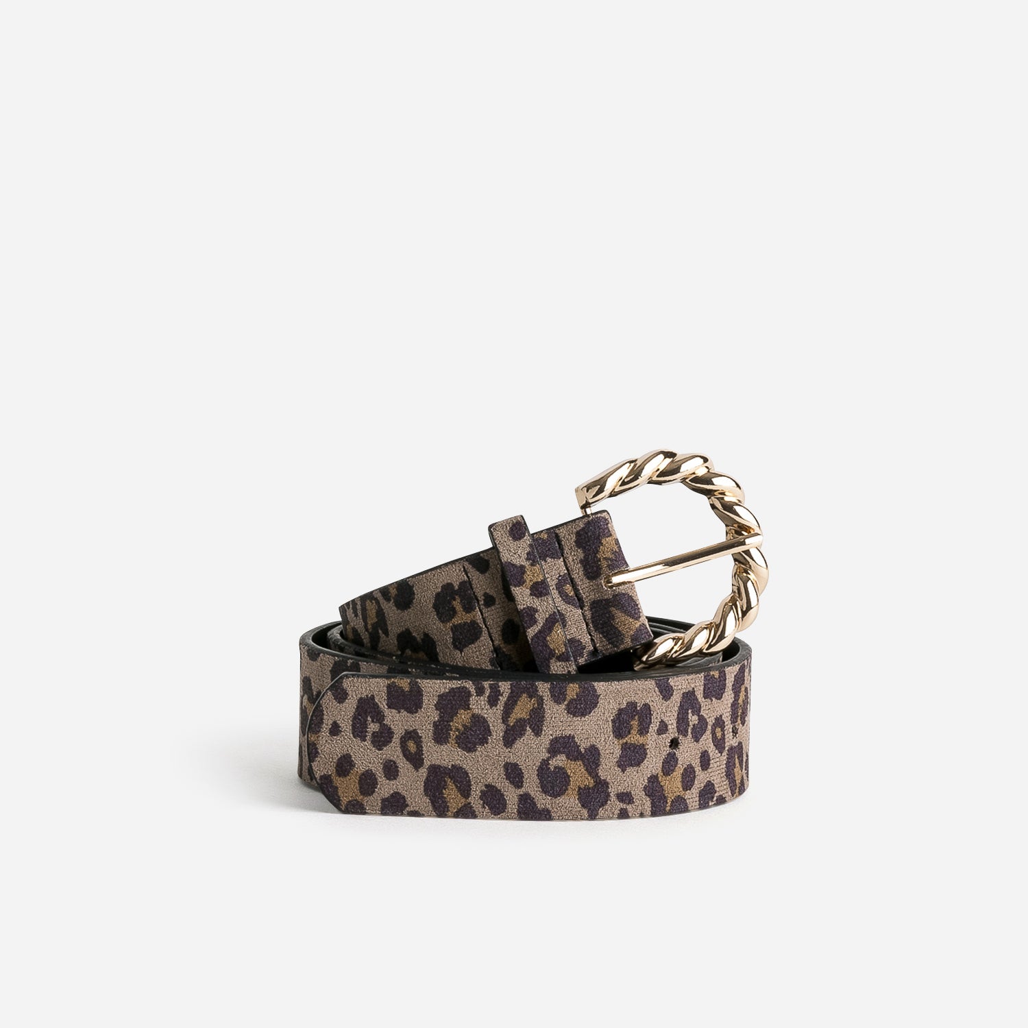 Ceinture taupe effet leopard