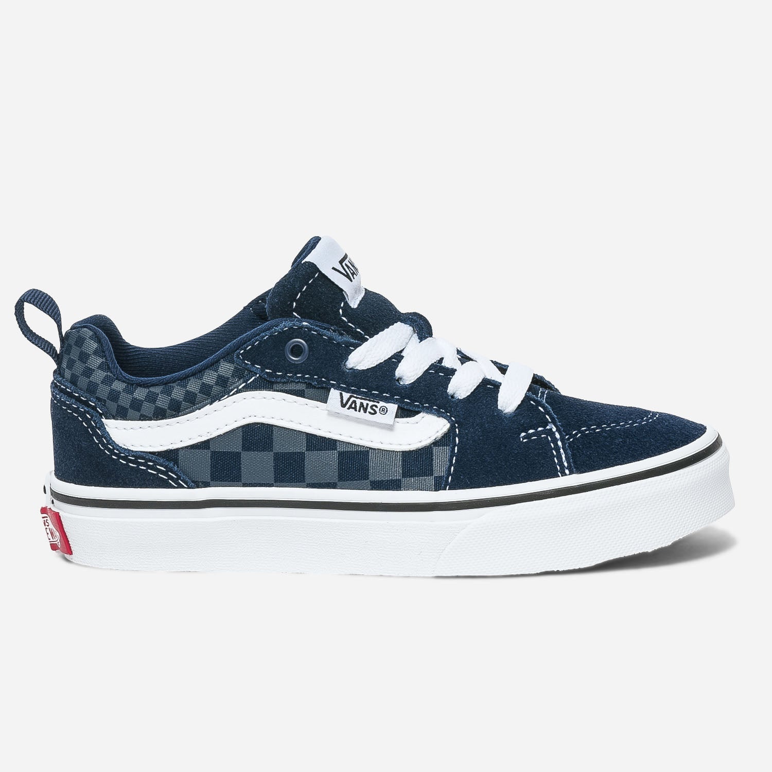 Tennis VANS marine en cuir velours et toile damier