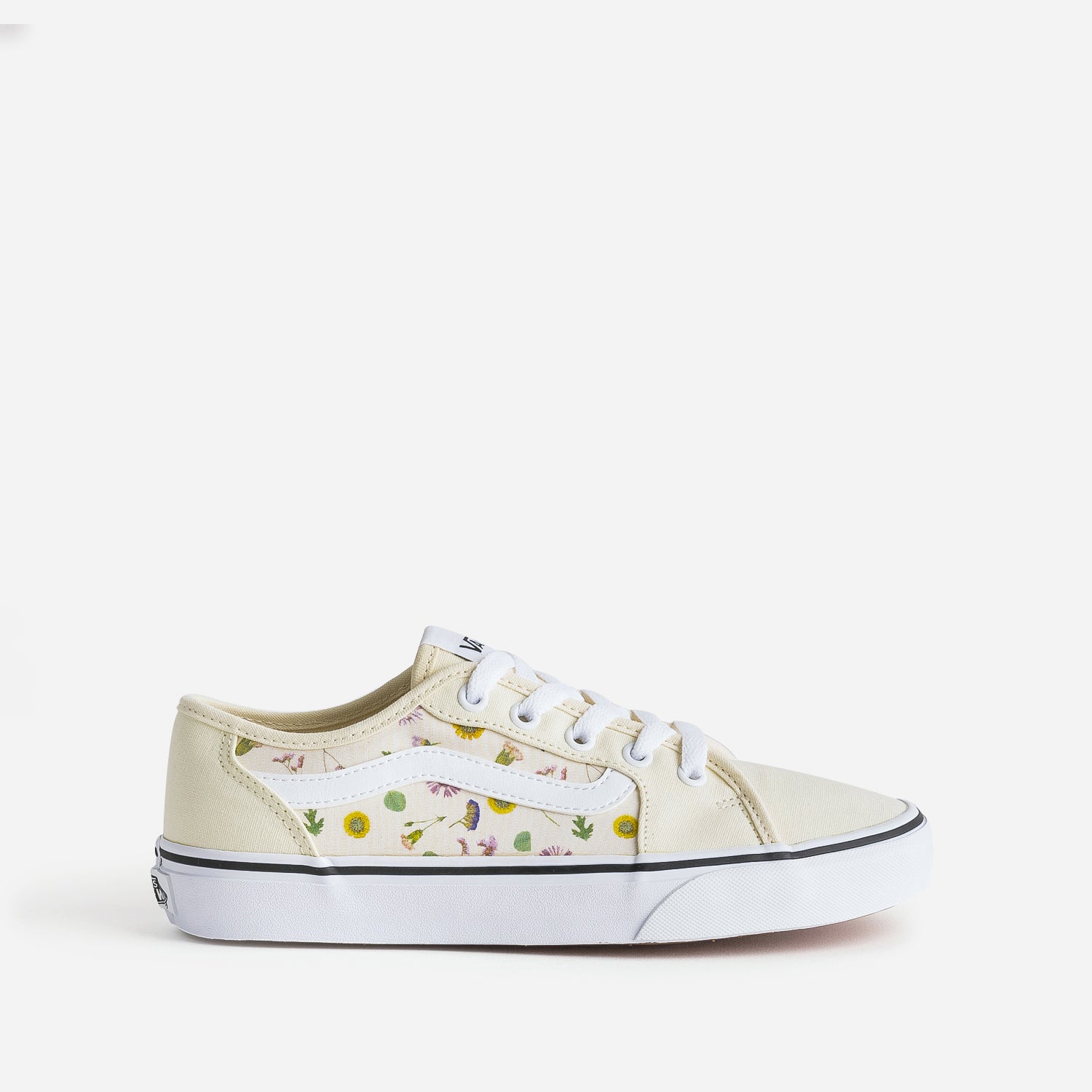 Tennis VANS jaune p le en toile empi cements fleuris Baskets