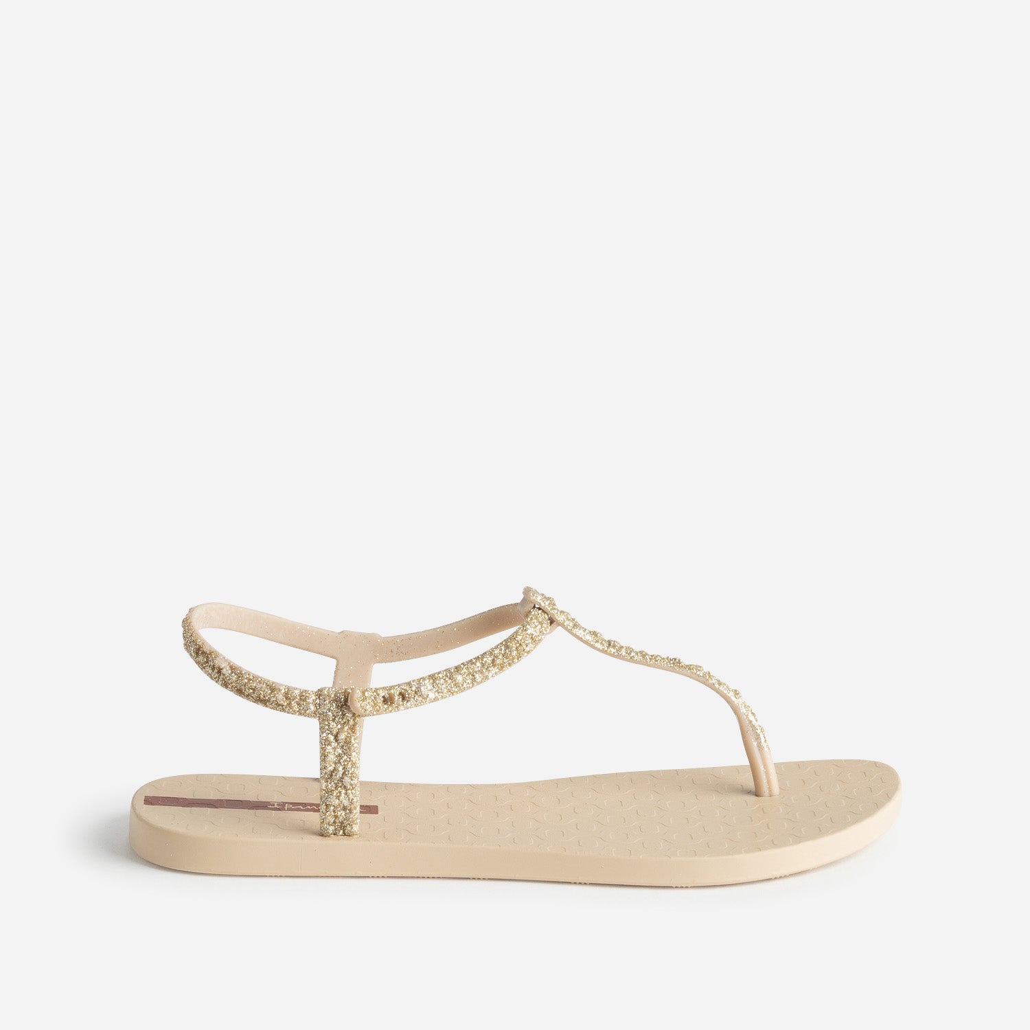 Sandale tong IPANEMA beige brides paillet es or Mules Tongs